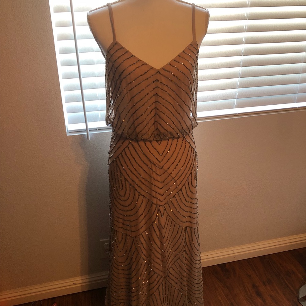 Adrianna Papell blush/charcoal dress